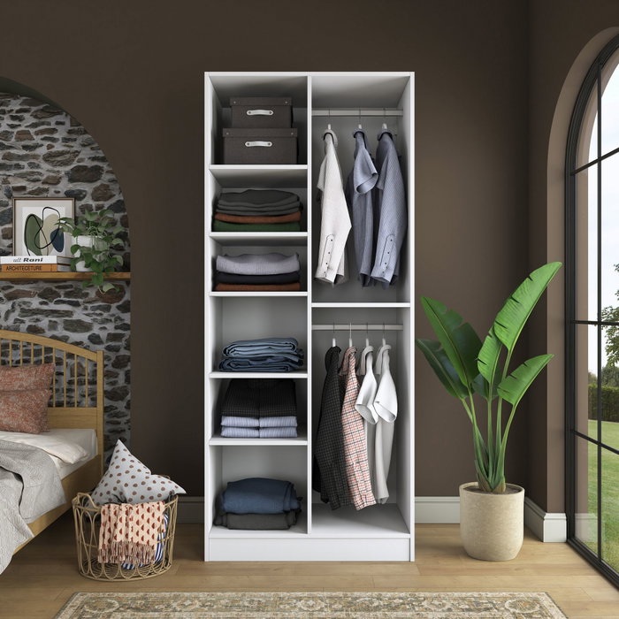 Hanah Home Armario Blanco con Estanterías Hanah Home Armario Blanco con Estanterías
